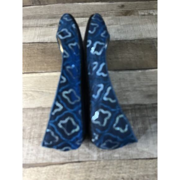 Steve Madden Blue Ballet Flats with Sequins and Embroidery Size 7 - Picture 6 of 7